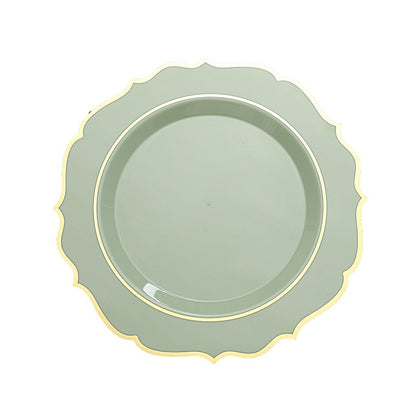 Home Collection Disposable Plastic Plates with Scalloped Rim