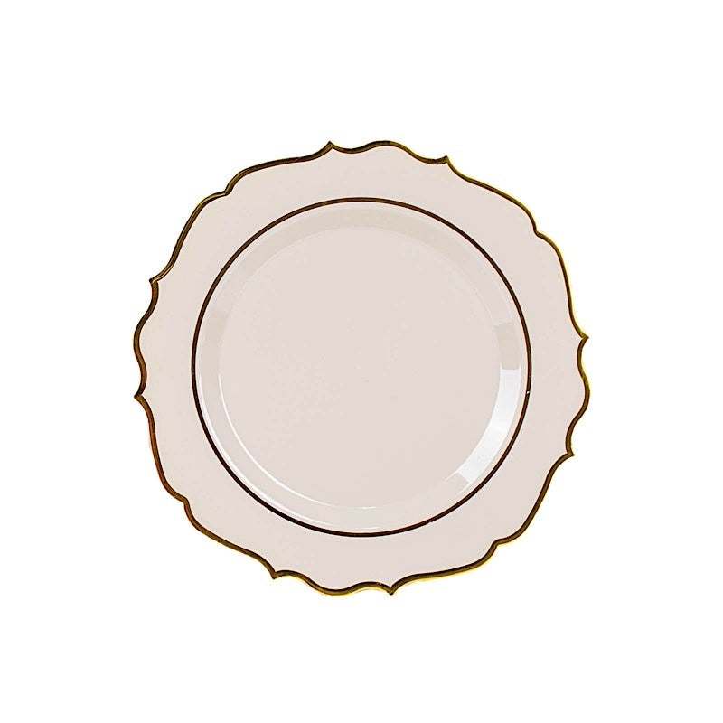 Home Collection Disposable Plastic Plates with Scalloped Rim