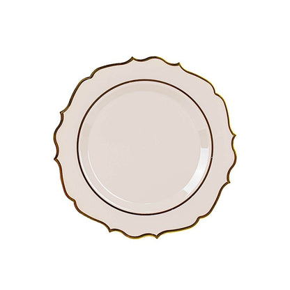 Home Collection Disposable Plastic Plates with Scalloped Rim