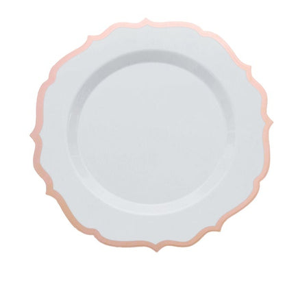 Home Collection Disposable Plastic Plates with Scalloped Rim