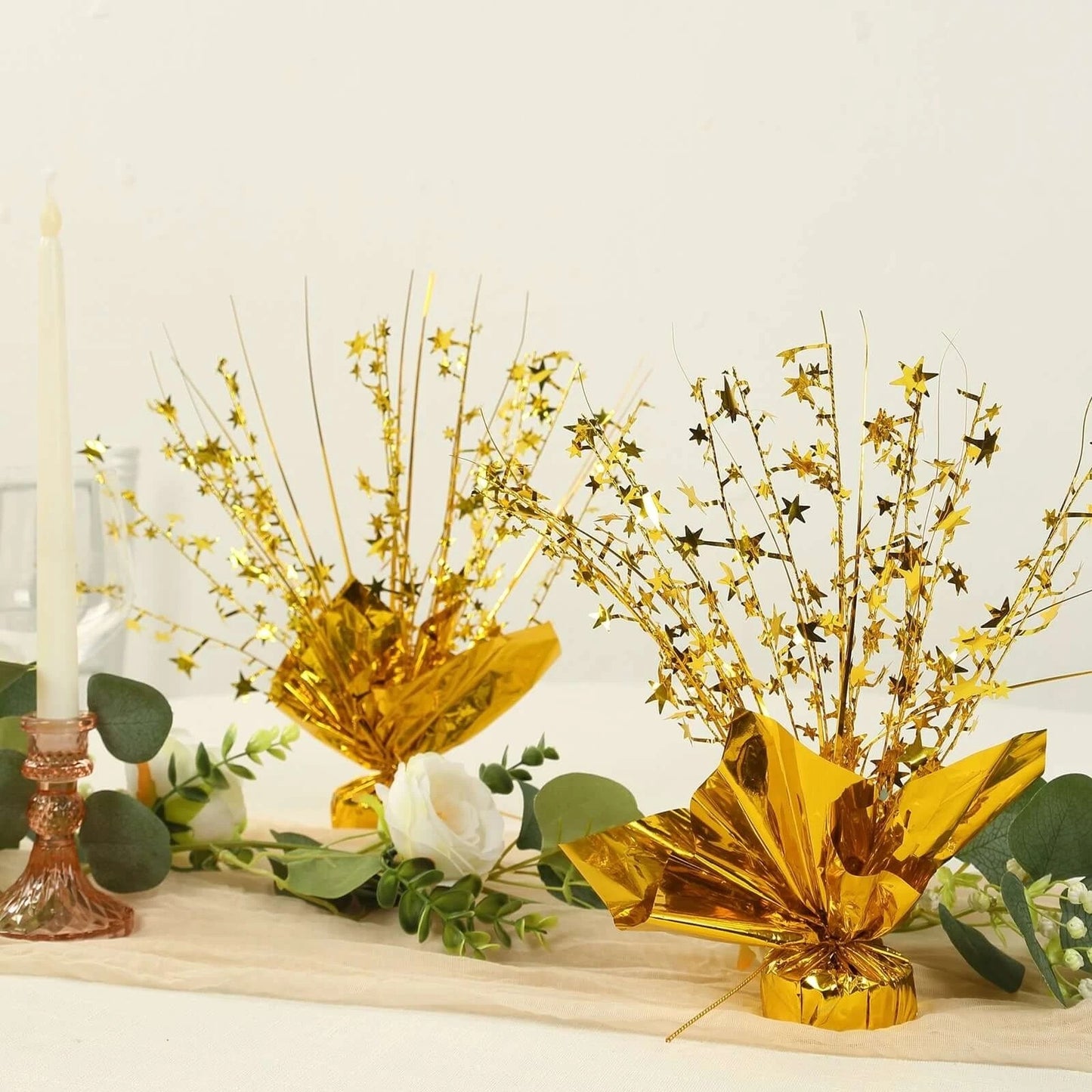 Home Collection 6 Pack Gold Metallic Star Foil Spray Centerpieces