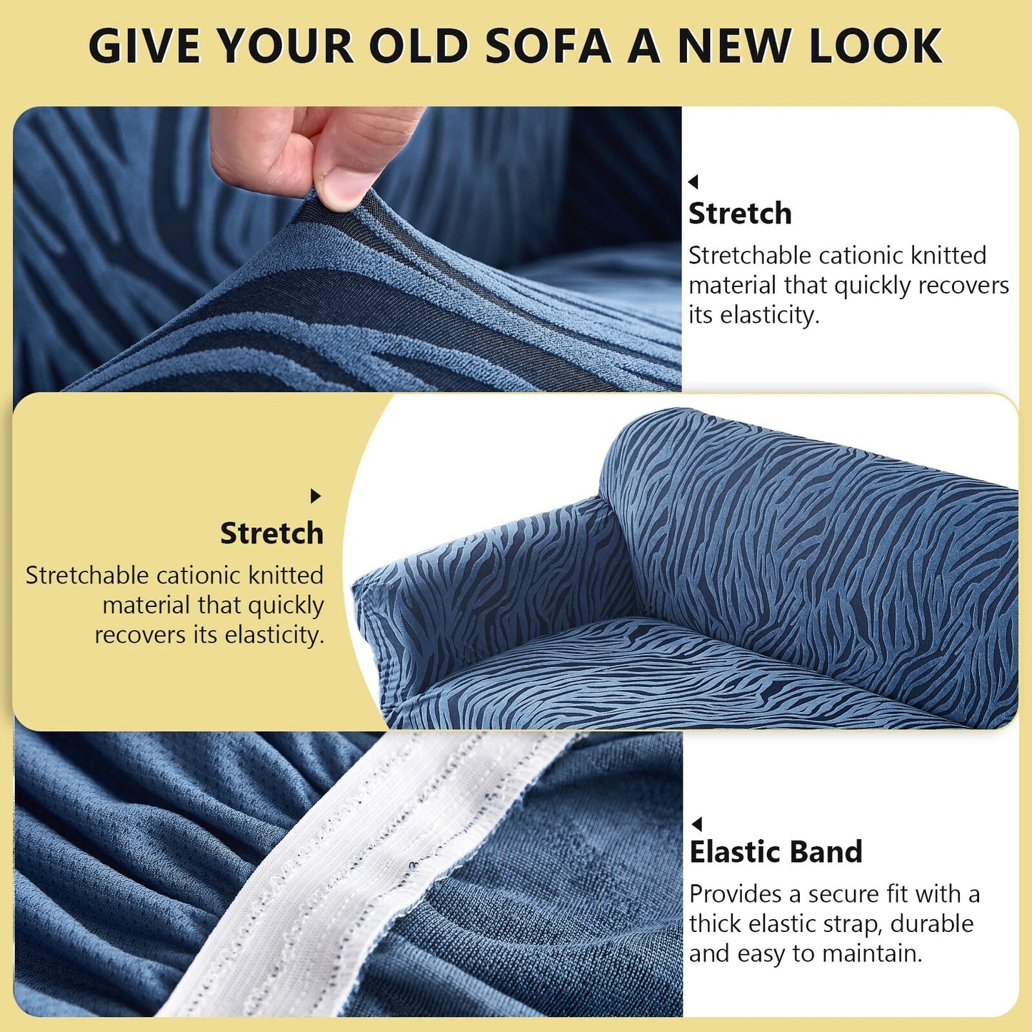 Home Collection Full-Cover High Stretch Sofa Couch Cover with Skirt Hem