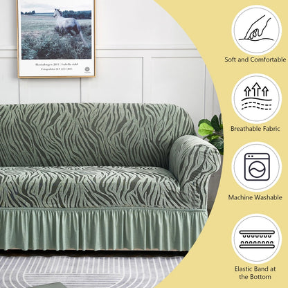 Home Collection Full-Cover High Stretch Sofa Couch Cover with Skirt Hem