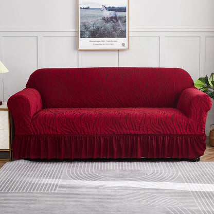 Home Collection Full-Cover High Stretch Sofa Couch Cover with Skirt Hem