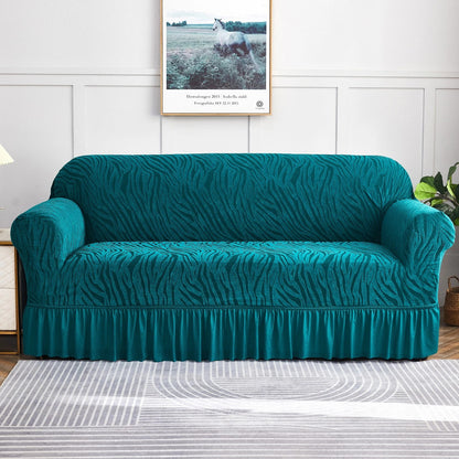 Home Collection Full-Cover High Stretch Sofa Couch Cover with Skirt Hem