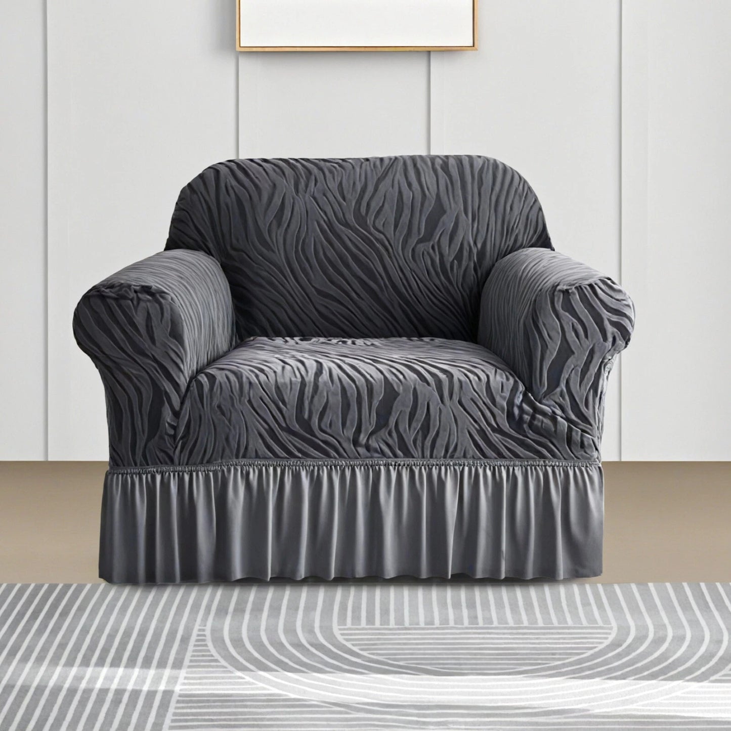Home Collection Full-Cover High Stretch Sofa Couch Cover with Skirt Hem