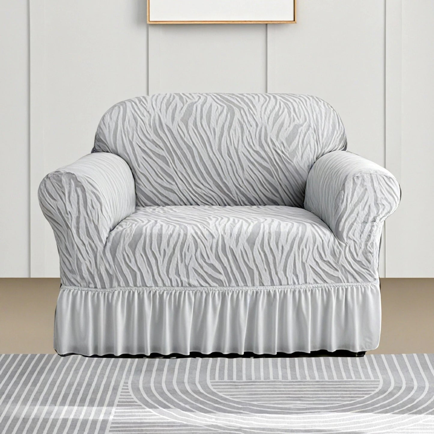 Home Collection Full-Cover High Stretch Sofa Couch Cover with Skirt Hem