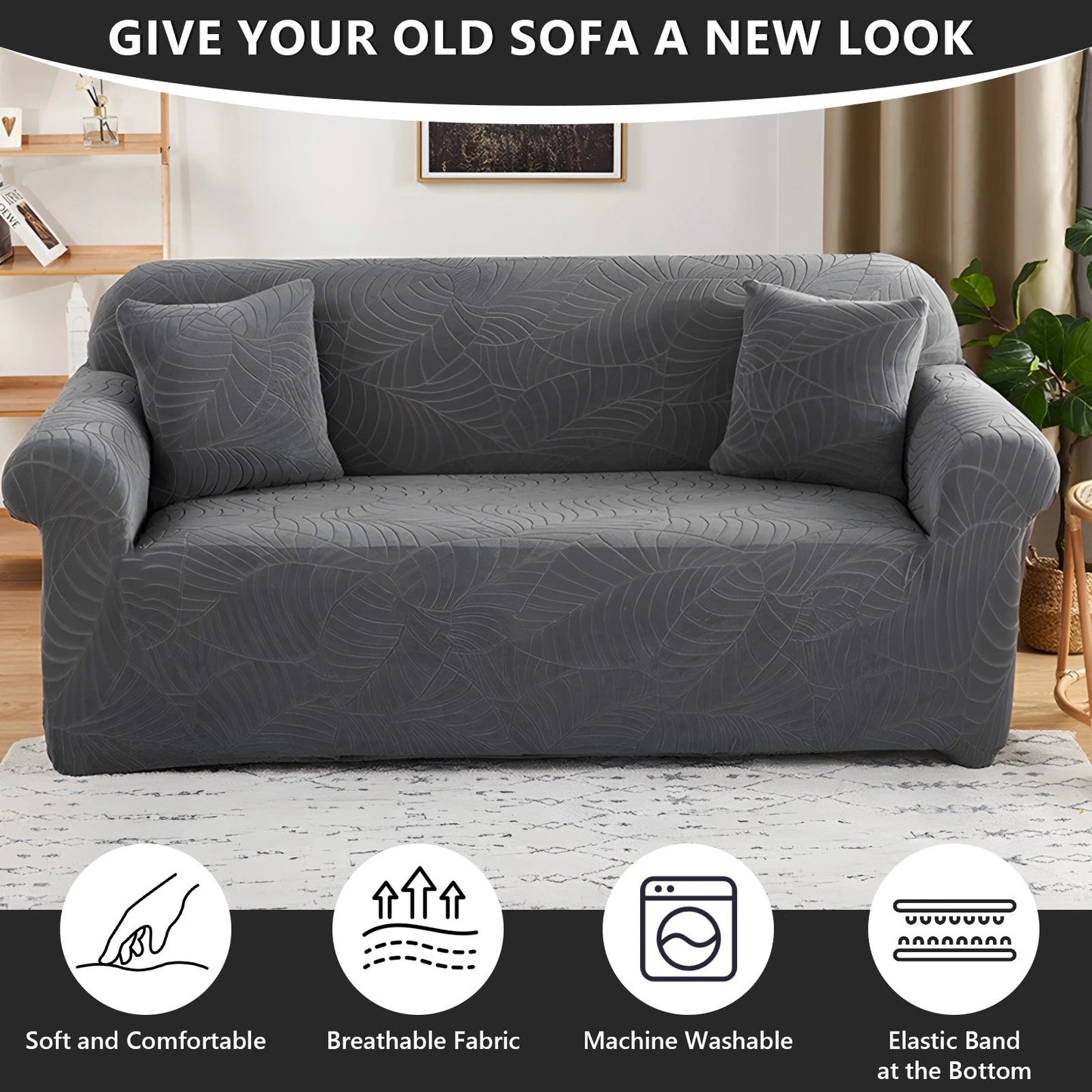 Home Collection Jacquard Sofa Slipcover Elastic Couch Cover