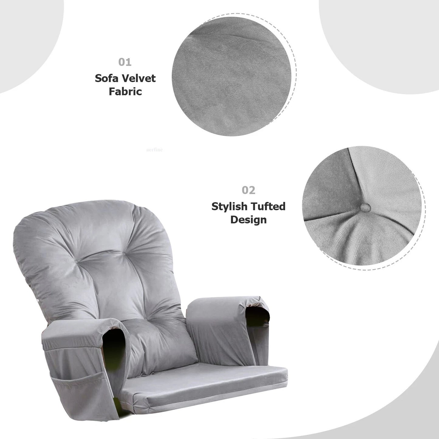 Home Collection 5-Piece Velvet Glider Cushion Set