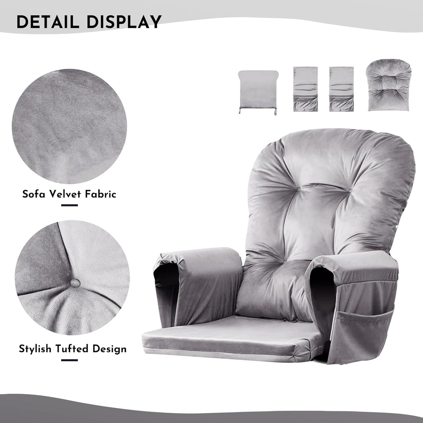 Home Collection 5-Piece Velvet Glider Cushion Set