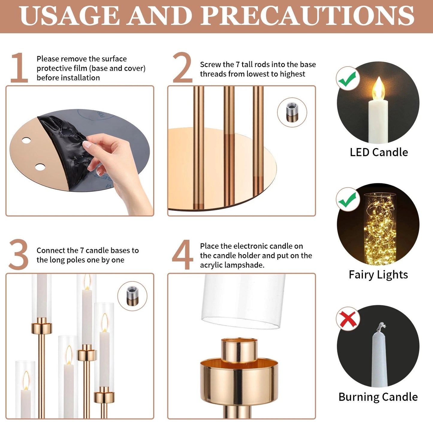 Home Collection 7-Arm Metal Candelabra Candle Holder