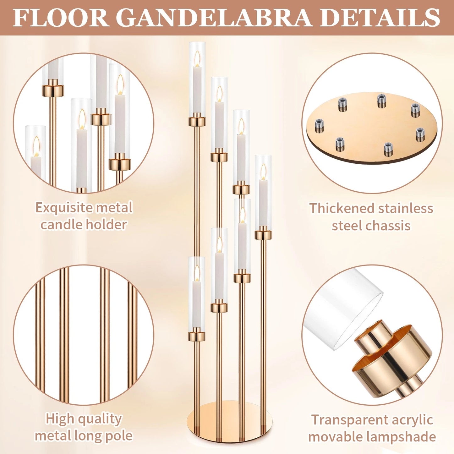 Home Collection 7-Arm Metal Candelabra Candle Holder