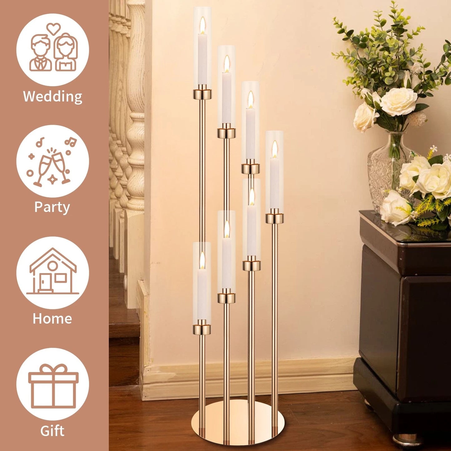 Home Collection 7-Arm Metal Candelabra Candle Holder