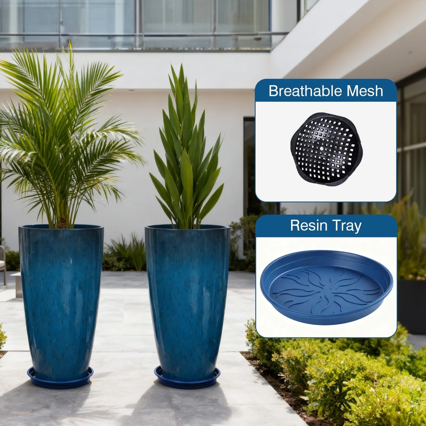 Home Collection 2-Pack 21" Tall Modern Resin Planters