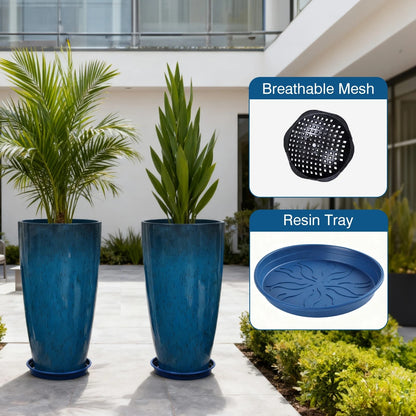 Home Collection 2-Pack 21" Tall Modern Resin Planters