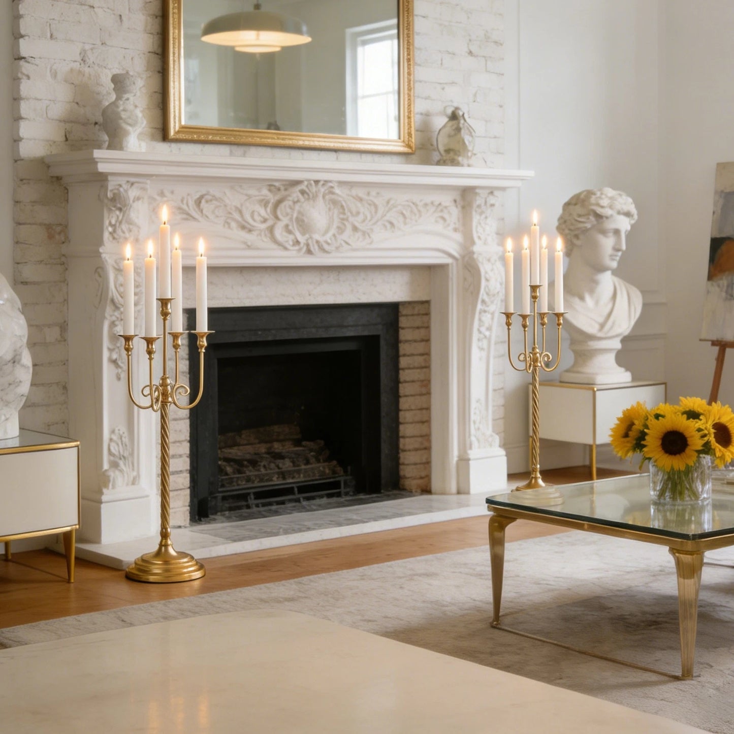 Home Collection 2Pcs 30.7" Gold 5-Arm Candelabra