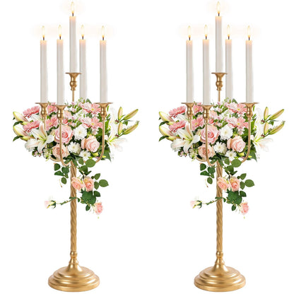 Home Collection 2Pcs 30.7" Gold 5-Arm Candelabra