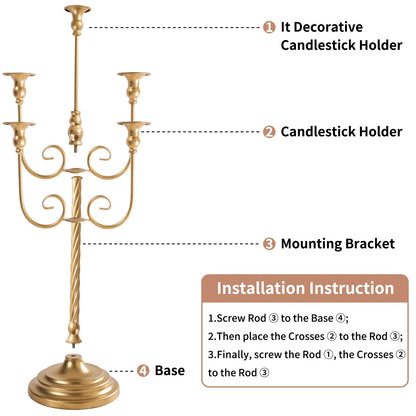 Home Collection 2Pcs 30.7" Gold 5-Arm Candelabra