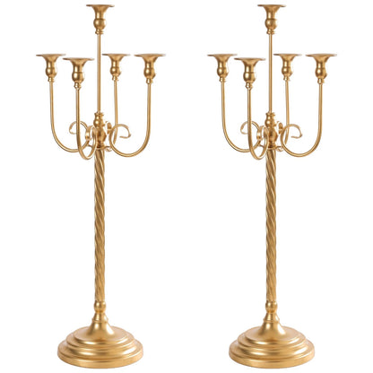 Home Collection 2Pcs 30.7" Gold 5-Arm Candelabra