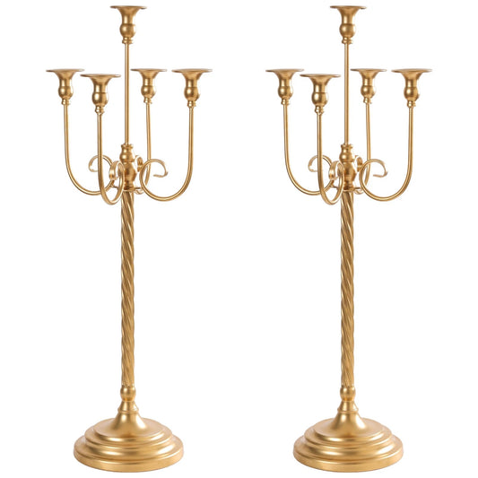 Home Collection 2Pcs 30.7" Gold 5-Arm Candelabra
