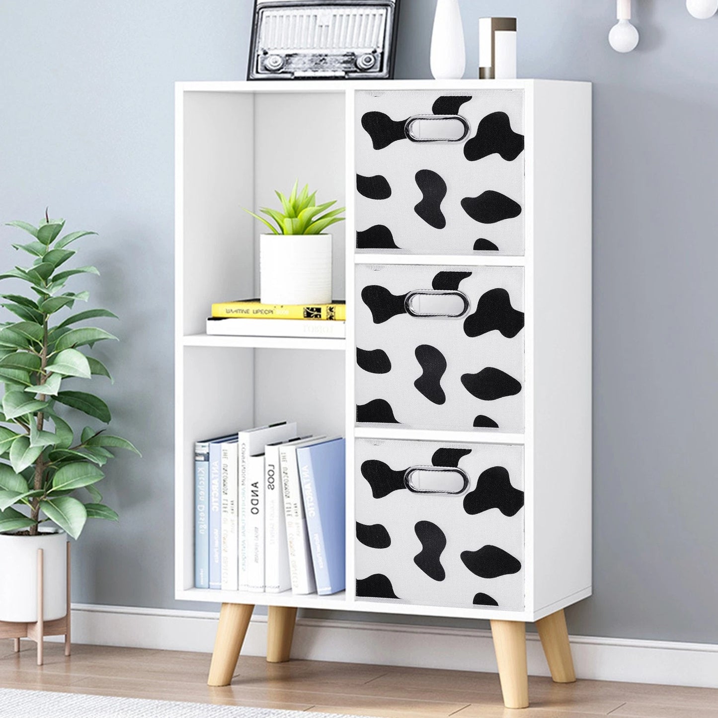 Home Collection 2Pcs Foldable Cow Print Storage Bins 11"