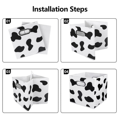 Home Collection 2Pcs Foldable Cow Print Storage Bins 11"