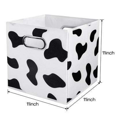 Home Collection 2Pcs Foldable Cow Print Storage Bins 11"