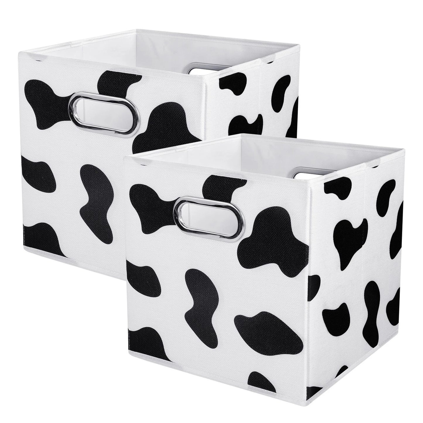 Home Collection 2Pcs Foldable Cow Print Storage Bins 11"