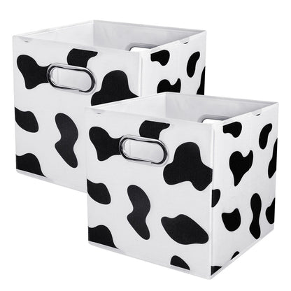 Home Collection 2Pcs Foldable Cow Print Storage Bins 11"