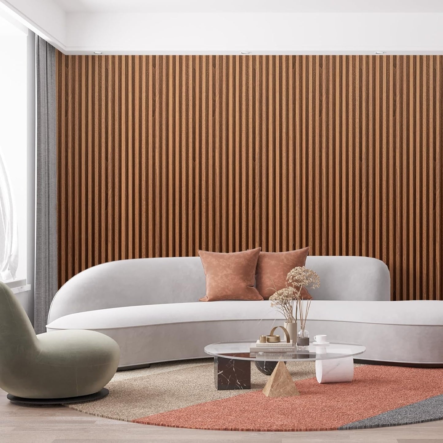 Home Collection 2-Pack Acoustic Wood Slat Wall Panels