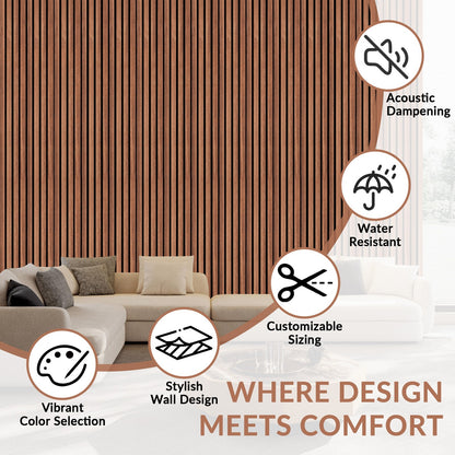 Home Collection 2-Pack Acoustic Wood Slat Wall Panels