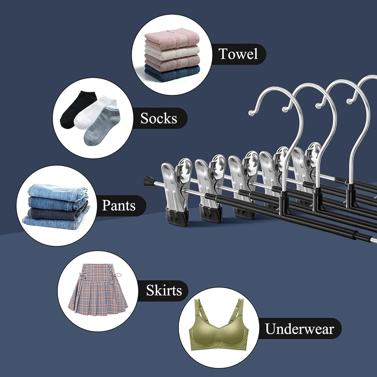 Home Collection Metal Pants Hangers with Adjustable Clips