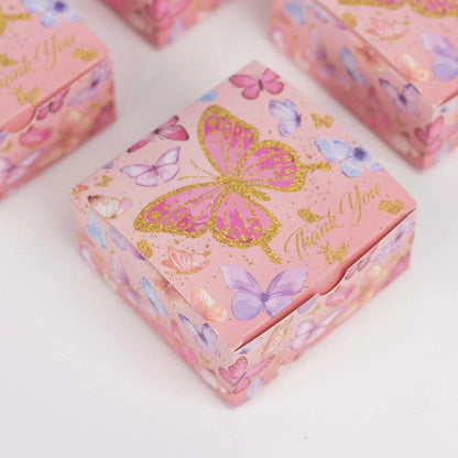 Home Collection  Pack of 25 Pink Butterfly Thank You Party Favor Boxes