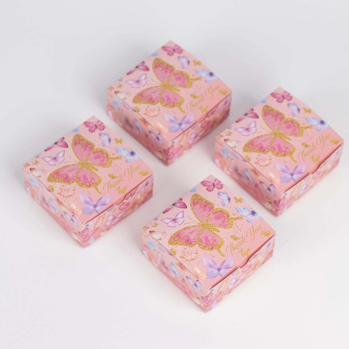 Home Collection  Pack of 25 Pink Butterfly Thank You Party Favor Boxes