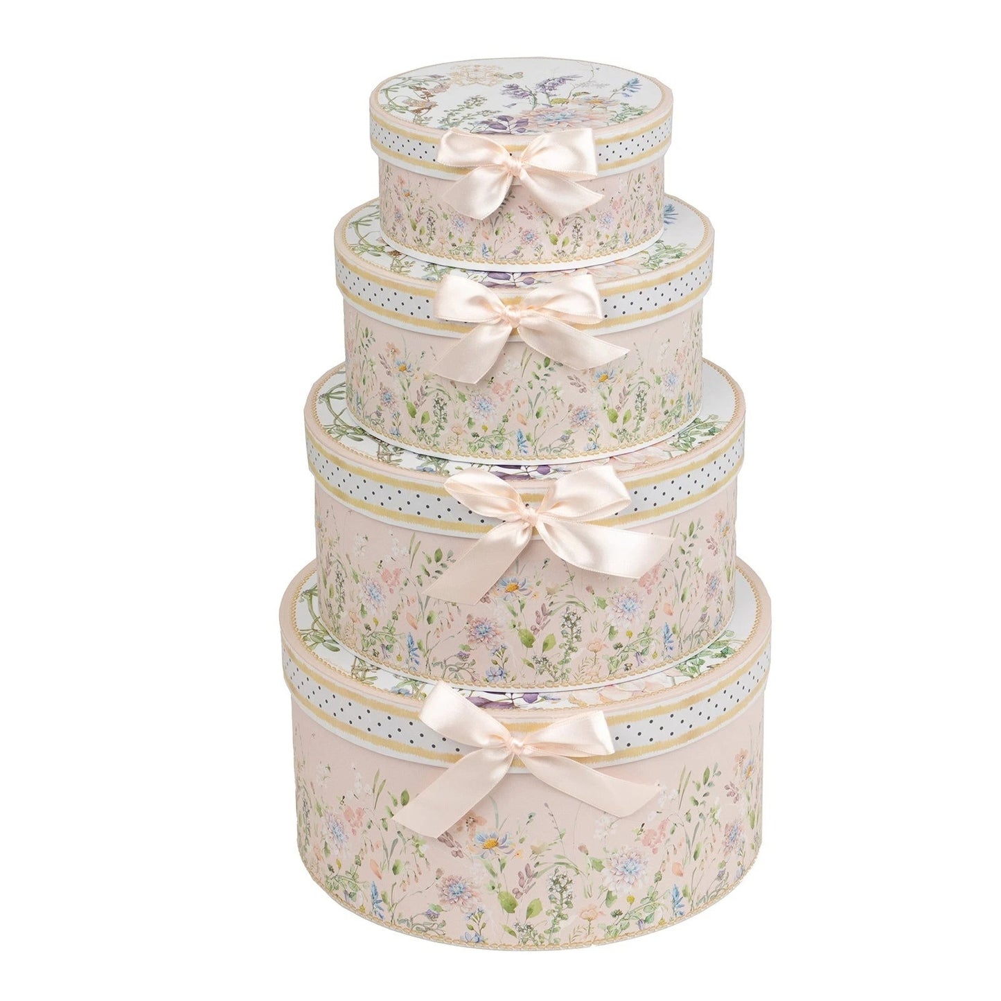Home Collection Pack of 4 Round Floral Nesting Cardstock Gift Boxes