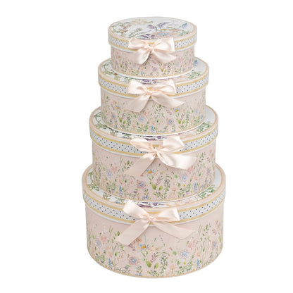 Home Collection Pack of 4 Round Floral Nesting Cardstock Gift Boxes