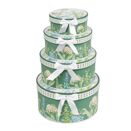 Home Collection Pack of 4 Round Floral Nesting Cardstock Gift Boxes