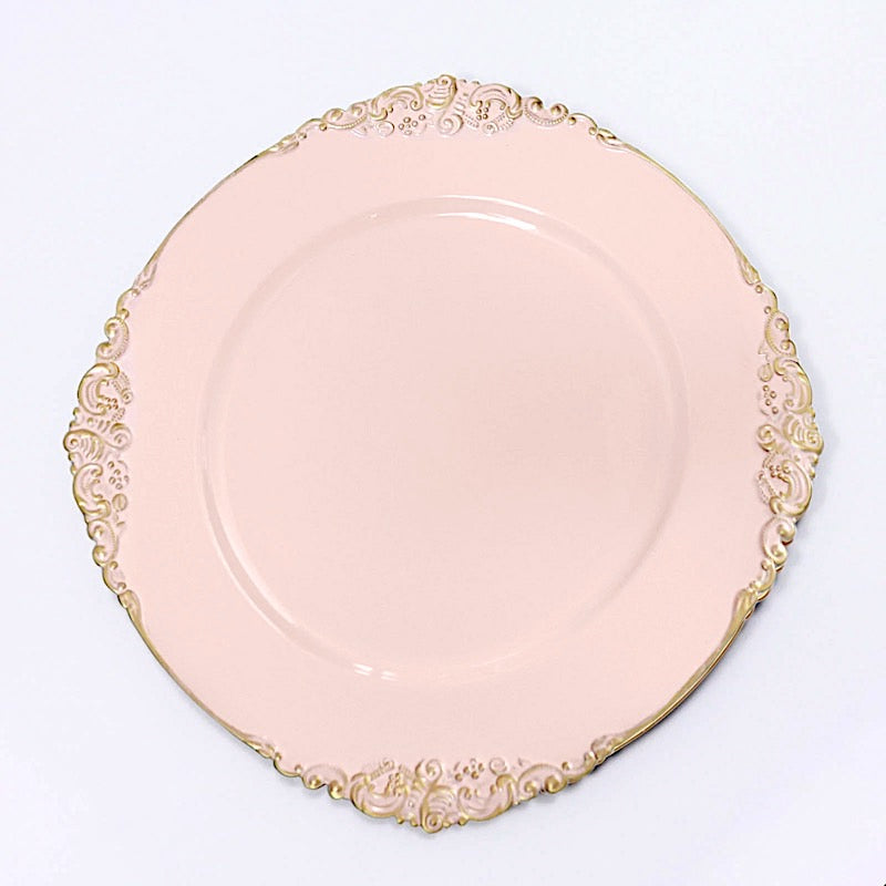 Home Collection 13-Inch Round Acrylic Charger Plates with Embossed Rim