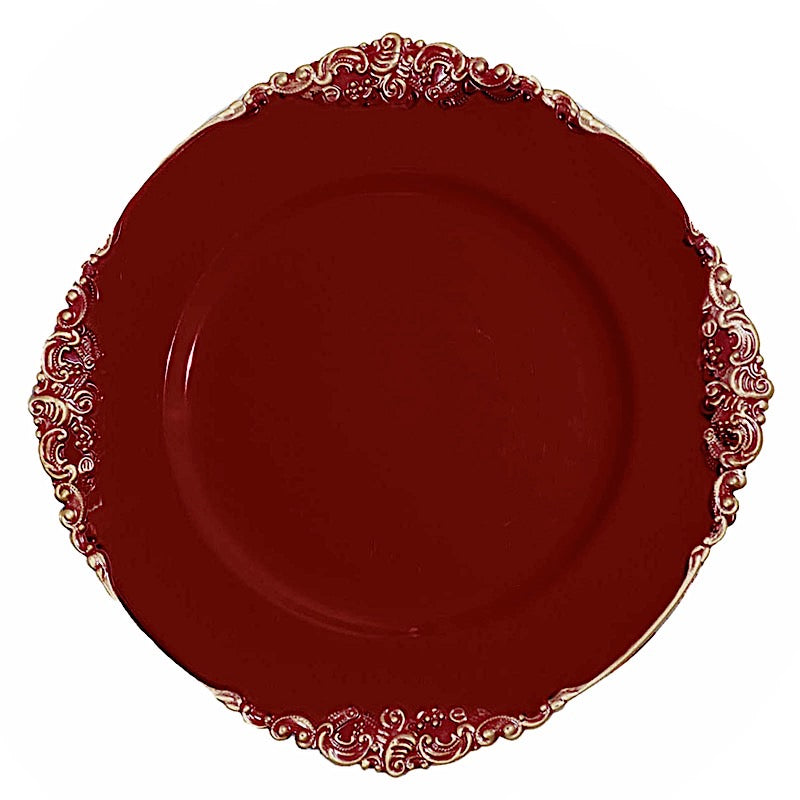 Home Collection 13-Inch Round Acrylic Charger Plates with Embossed Rim