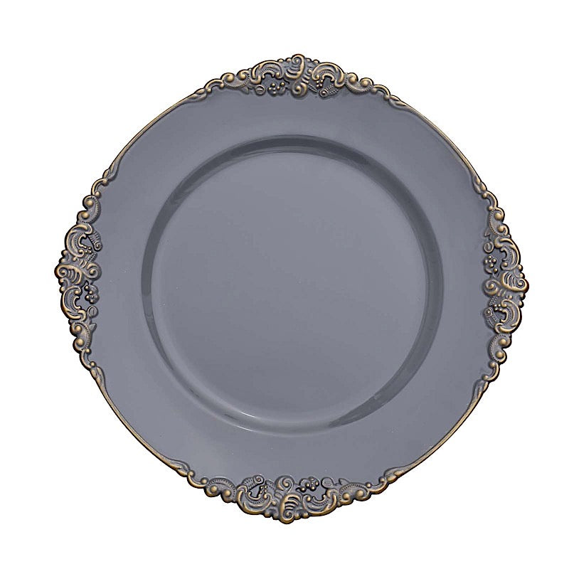 Home Collection 13-Inch Round Acrylic Charger Plates with Embossed Rim