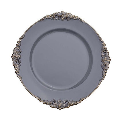 Home Collection 13-Inch Round Acrylic Charger Plates with Embossed Rim