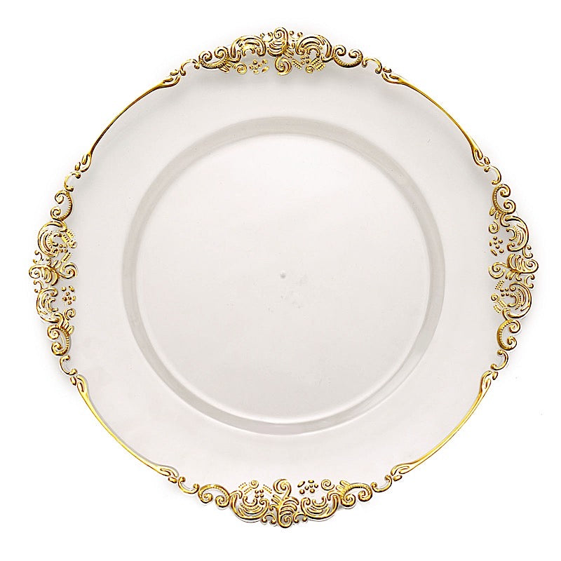 Home Collection 13-Inch Round Acrylic Charger Plates with Embossed Rim