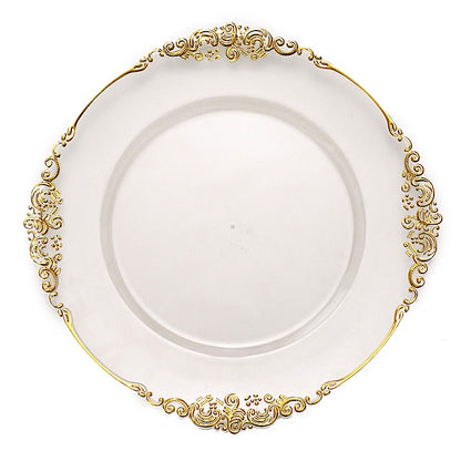 Home Collection 13-Inch Round Acrylic Charger Plates with Embossed Rim