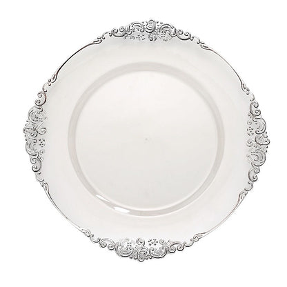 Home Collection 13-Inch Round Acrylic Charger Plates with Embossed Rim