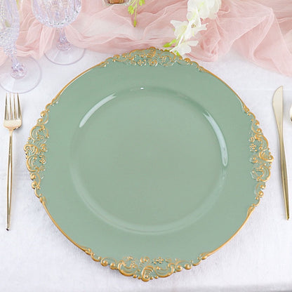 Home Collection 13-Inch Round Acrylic Charger Plates with Embossed Rim