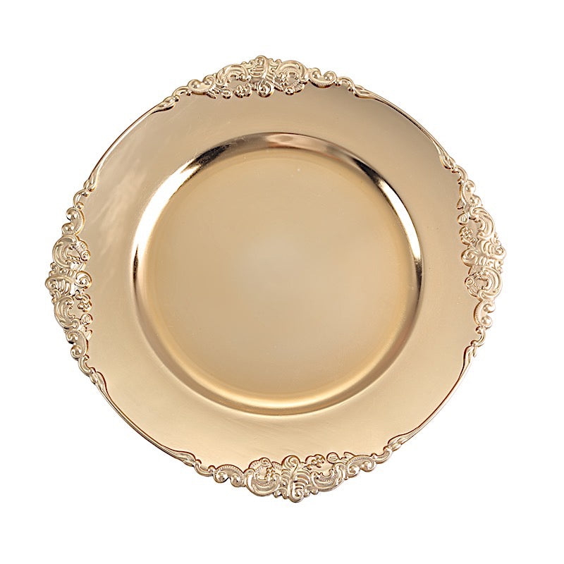 Home Collection 13-Inch Round Acrylic Charger Plates with Embossed Rim