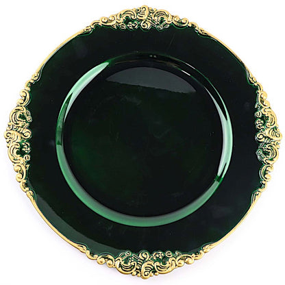Home Collection 13-Inch Round Acrylic Charger Plates with Embossed Rim