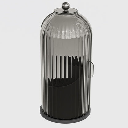 Home Collection Rotating Makeup Brush Holder with Lid Black