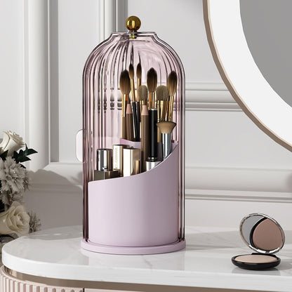 Home Collection Rotating Makeup Brush Holder with Lid Black