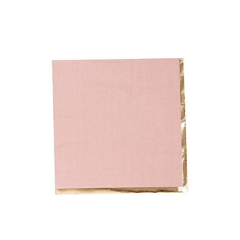 Home Collection 50 Pack Pastel Cocktail Napkins with Gold Trim – 13" 2-Ply Paper